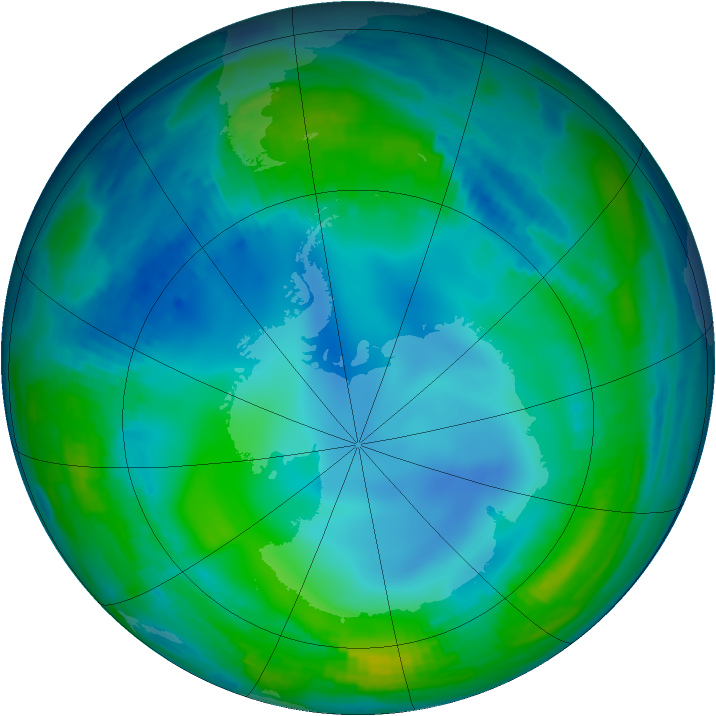 Antarctic ozone map for 15 July 1997